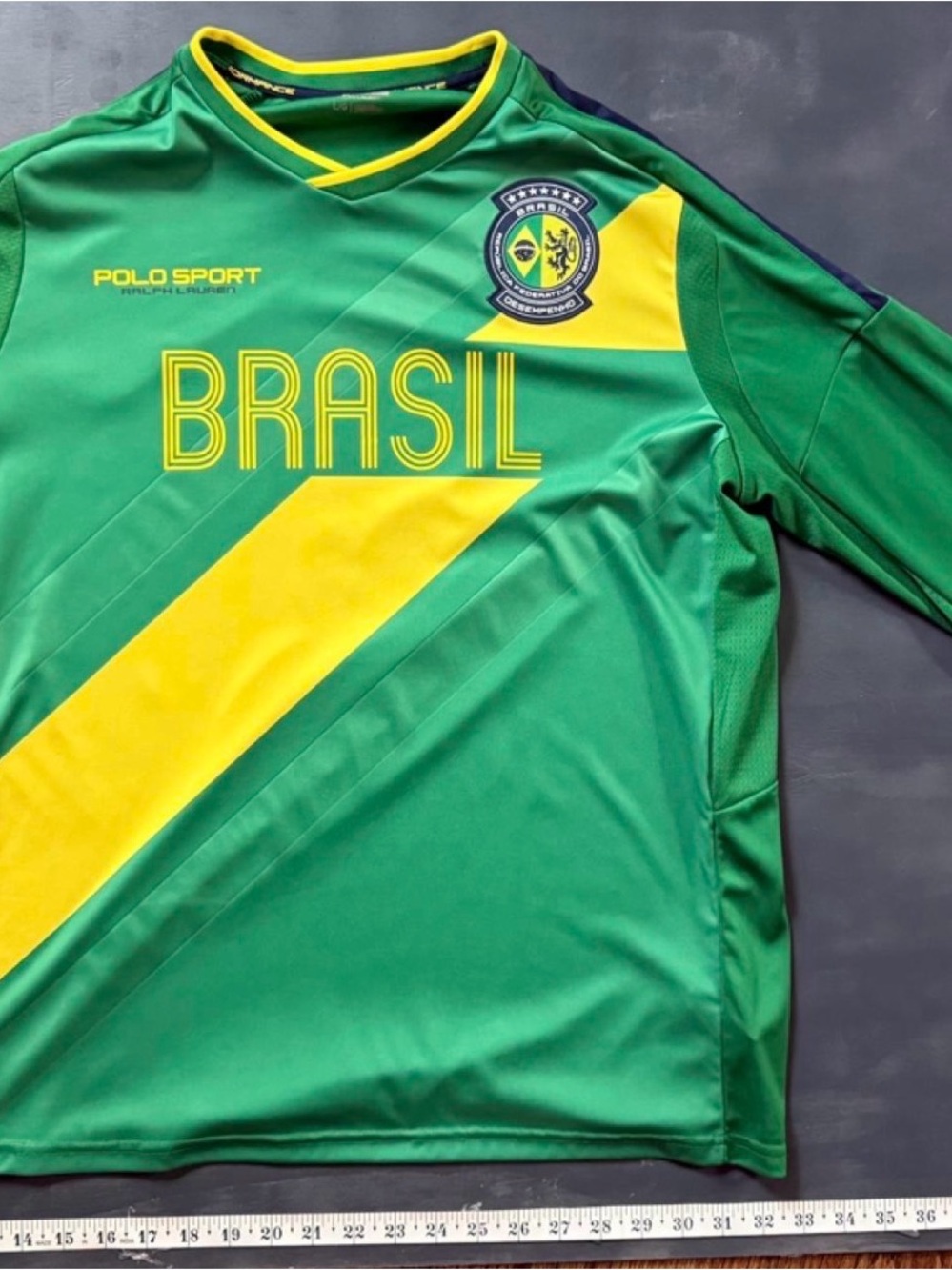 Ralph Lauren Polo Sport Kids Green & Yellow Brasil Soccer Jersey